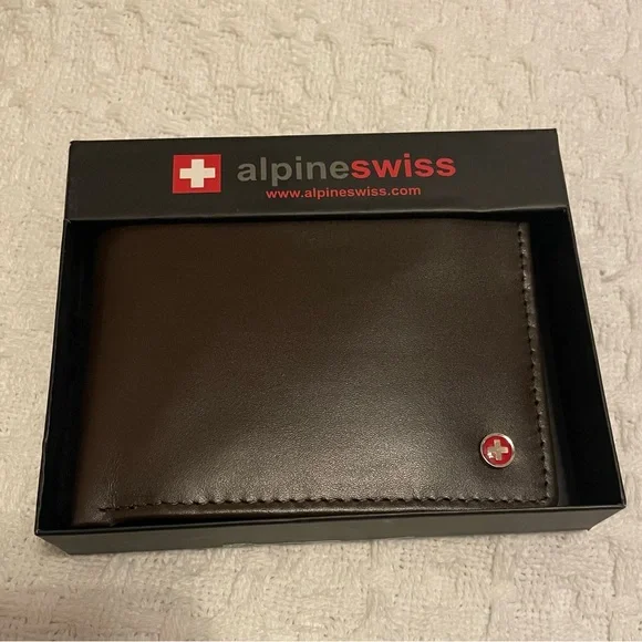 Alpine Swiss Dark Brown Leather Card‎ Holder