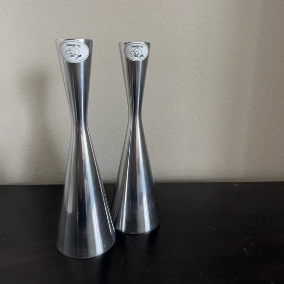 IKEA Stainless Steel Taper Candle Holders Set of 2