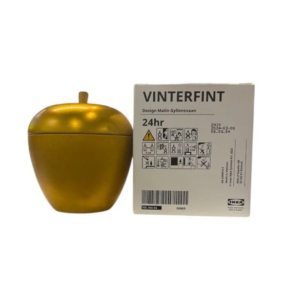IKEA Vinterfint Scented Candle in Apple Shaped Metal Cup, Apple Vanilla Cinnamon