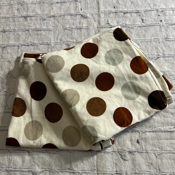 IKEA ACCENTS (2) 26”x26” BROWN AND BEIGE POLKA DOTS PILLOW COVERS NEUTRAL TONE