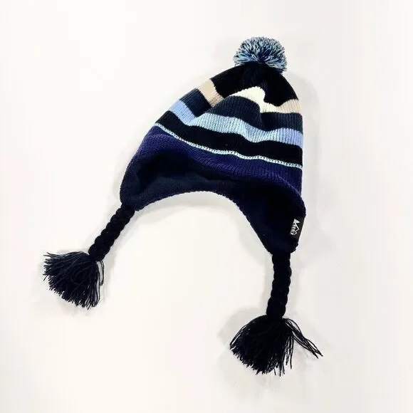 REI kids knit hat with tassels OS