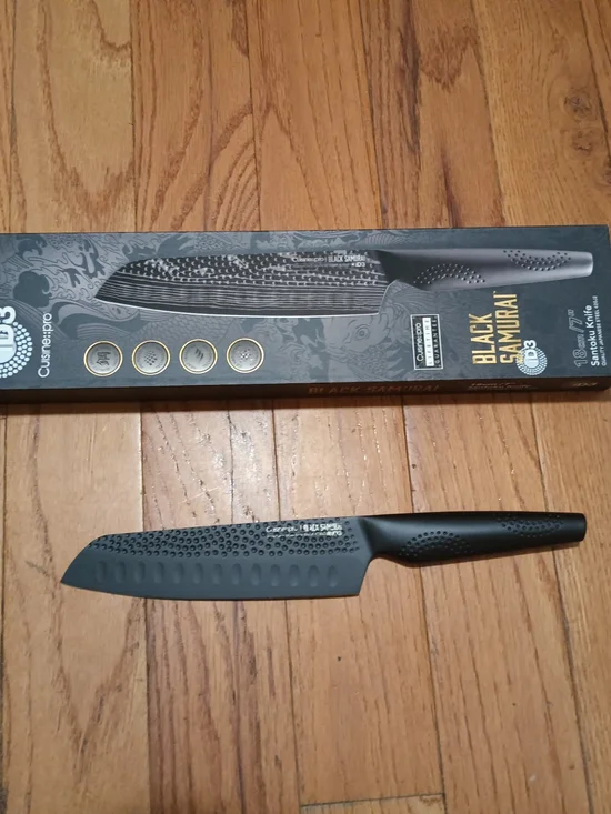 Black Santoku Knife - Black