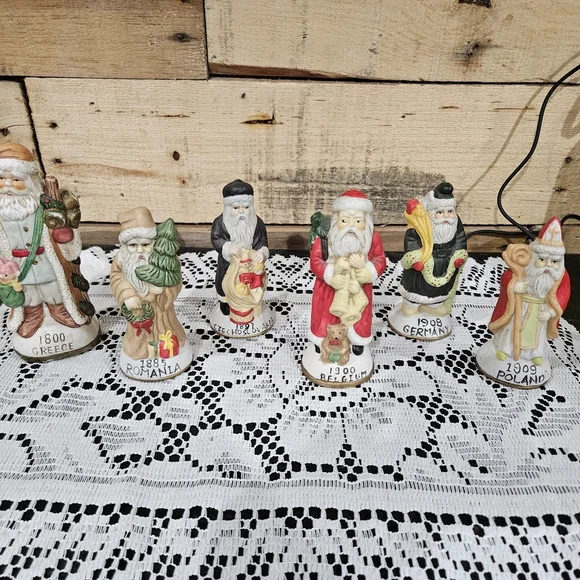 Hand-Painted Multicolor International Santa Figurine Set of 6