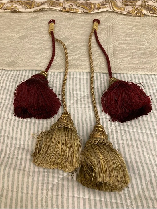 1-Pair of Double Tassels Burgandy/Gold Beautiful Cords  2/$24
