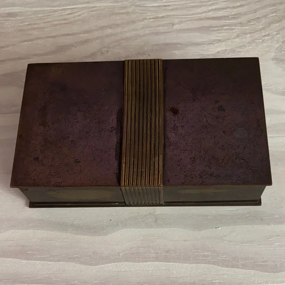 VTG Silver Crest Genuine Bronze Trinket Box w/Wood‎ Liner 506-111