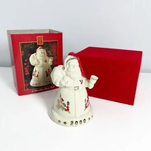 Madison Avenue  4” Porcelain Santa Shaped Bell Christmas 2000 VGC, Vintage