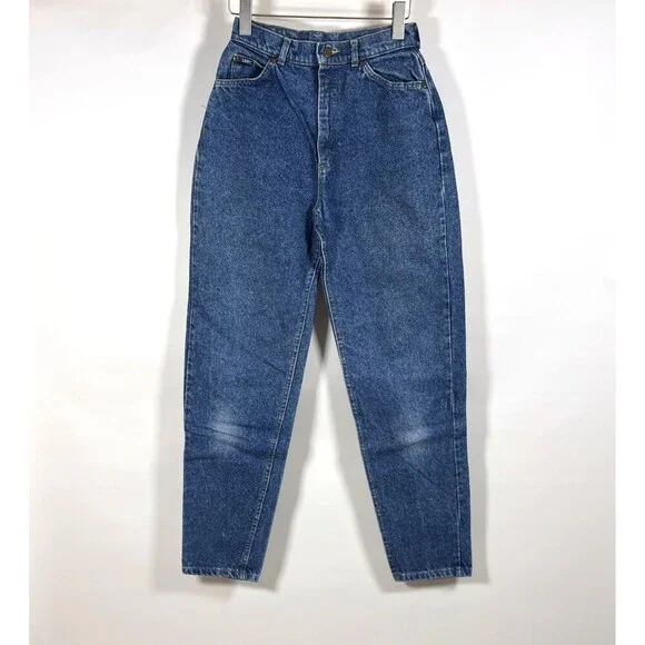 Vintage Lee Tapered Leg Mom Jeans 80s 90s Medium Wash - Size 25