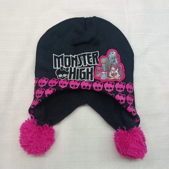 Monster High Winter Hat‎ With Sides Over Ears PomPoms 2012