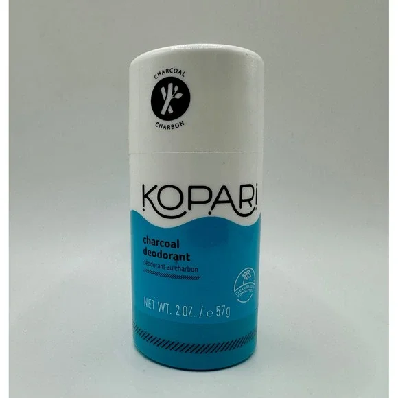 Kopari Charcoal Deodorant 2oz Blue White Aluminum Free Vegan Stick New Sealed