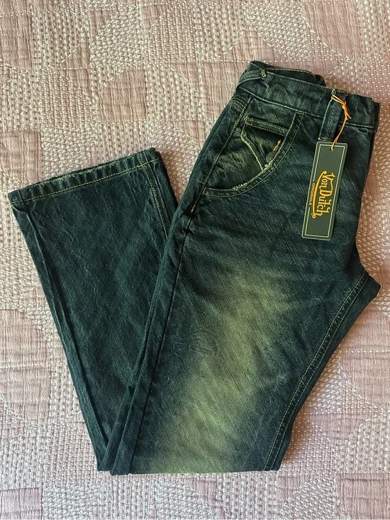 Von Dutch dark wash green cast denim jeans