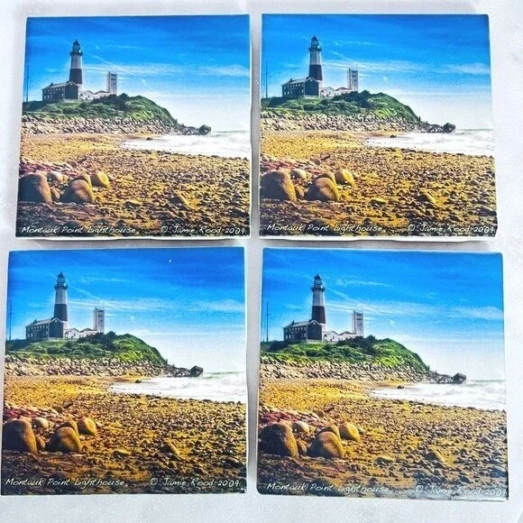 Montauk Point Lighthouse 4 Coasters‎ Jamie Rood Design New York Coastal Maritime