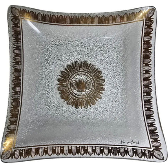 Vintage Mid Century‎ Modern Georges Briard Glass and Gold Trinket Small Dish