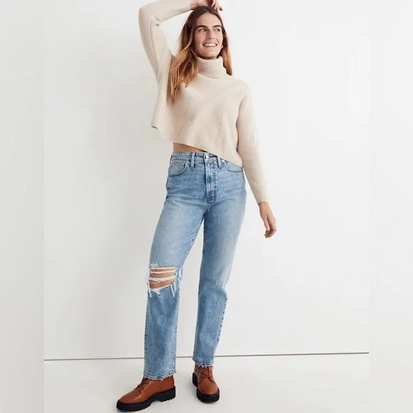 NWT‎ Madewell The Curvy Perfect Vintage Straight Jean in Kingsbury Wash Blue 32