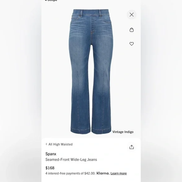 Spanx seamed front wide leg Jeans