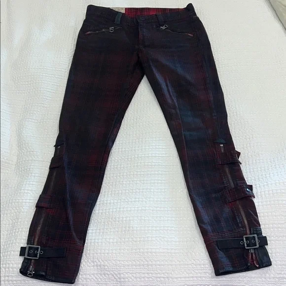 Polo by Ralph Lauren Black and Red Plaid Skinny Jeans