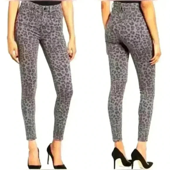 Good American Good Legs Grey Leopard Animal Print Skinny Jeans Size 00/24