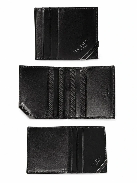 Ted Baker London Black Leather Card Holder / Slim Wallet
