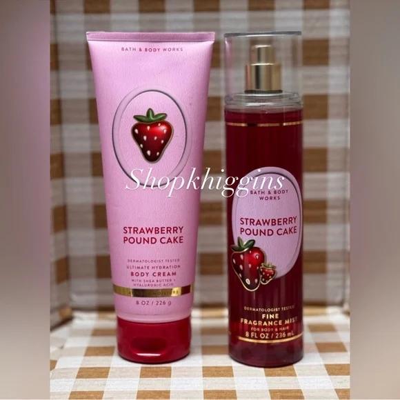 NEW B&BW Strawberry Pound Cake Fragrance and Body Cream Set