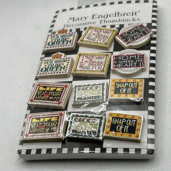 New Vintage Mary Engelbreit Decorative Thumbtacks Inspirational Quotes Friends