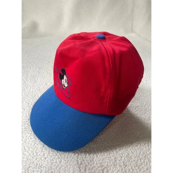 Disney Kids OS Mickey Mouse Hat Red Blue‎ Vintage Goofy's Hat Co. Embroidered M