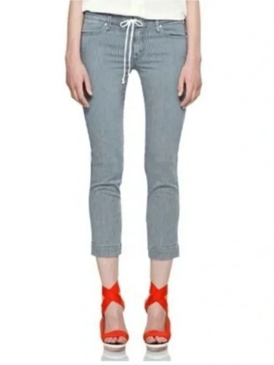 MOTHER 30 Tie Me Up Rascal Down The Road Striped Lo Rise Railroad Skinny Jean