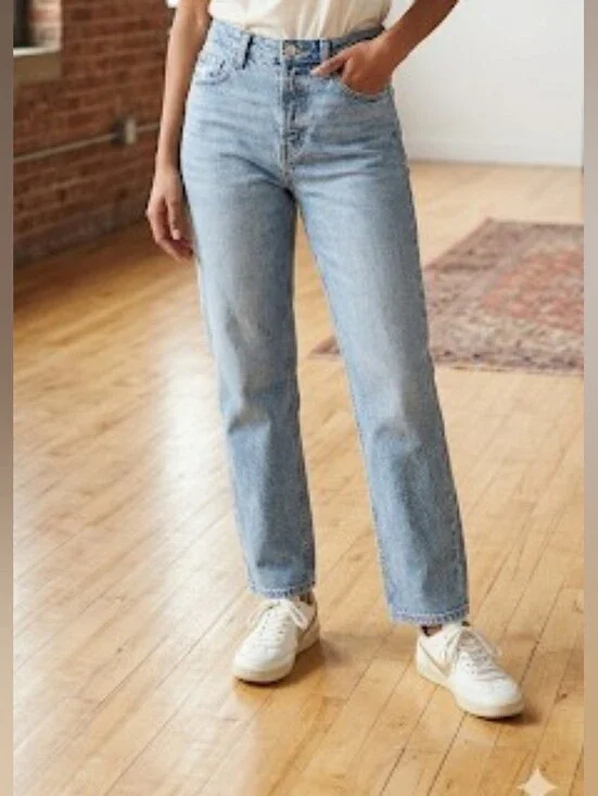 Wild Fable Distressed Denim Straight Leg Jeans Sz 6