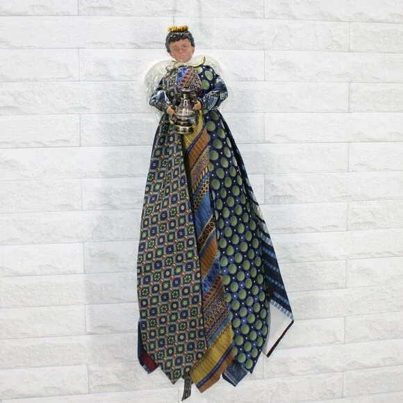 UPCYCLED Angel African American Necktie Tree Topper Table Home Decor Wall Art