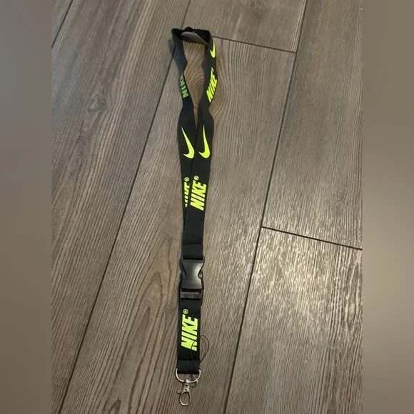 Black Nike Lanyard with Neon Green Letters