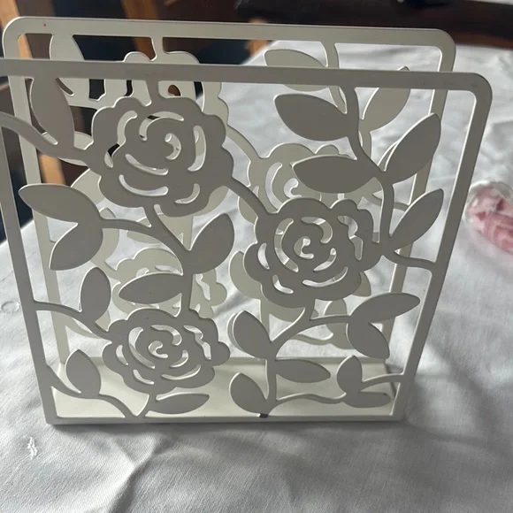 IKEA White Floral Napkin Holder
