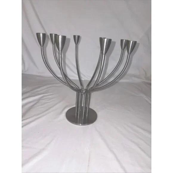 Vng Heavy IKEA`STOCKHOLM`8 Arm Silver Metal Candle Holder Candelabra