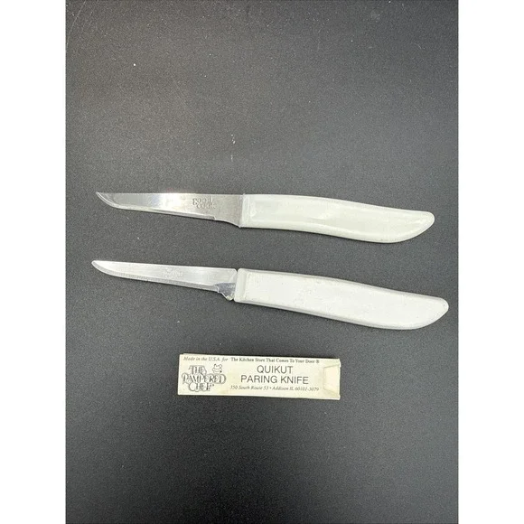 Lot Of 2 White Paring Knife, Pampered Chef Quikut And Good Cook