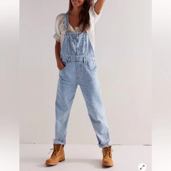New We The Free Ziggy Denim Overalls in color Blue Moon