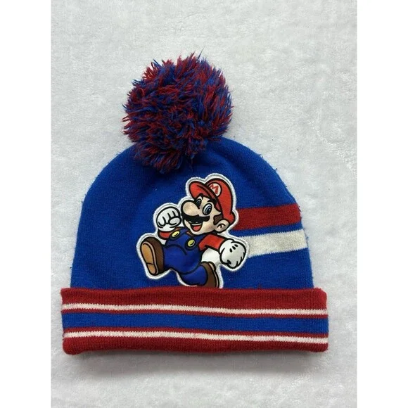 Super Mario Bros Kids Knit Beanie Hat Lot of 2