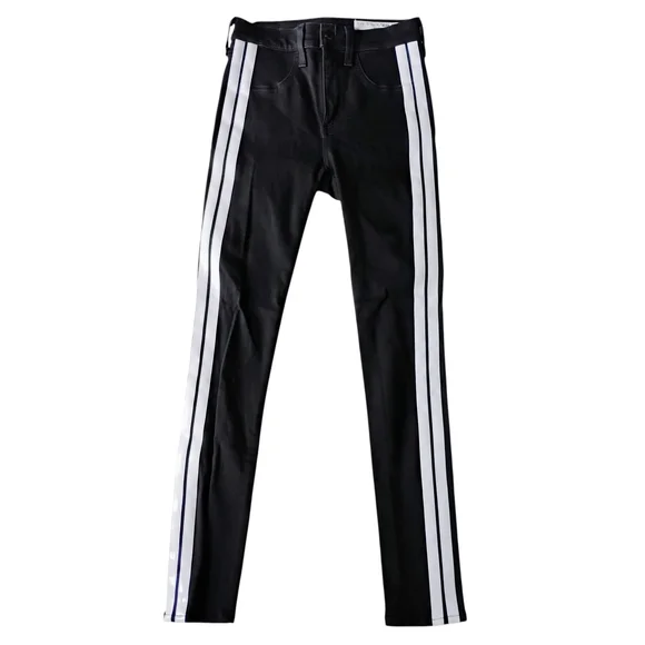 Rag & Bone Mito Tuxedo Skinny Jeans With White Vinyl Strips Sz 25