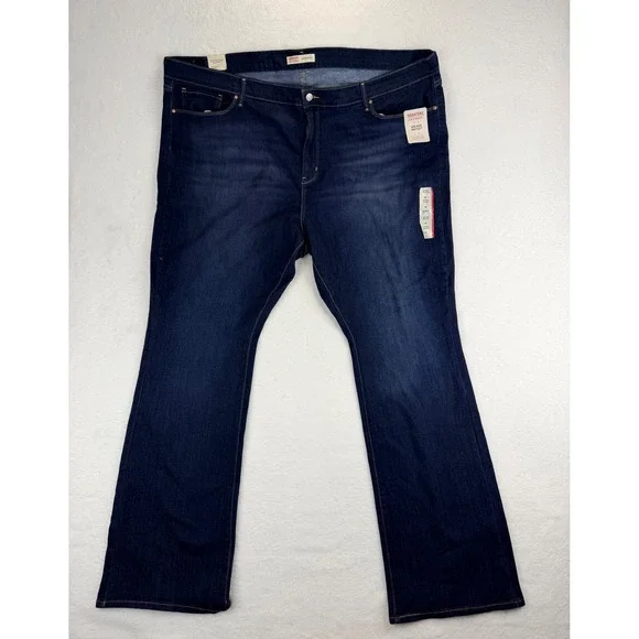 Signature Levi Strauss Mid Rise Bootcut Jeans Dark Wash Super Stretch 28L NEW