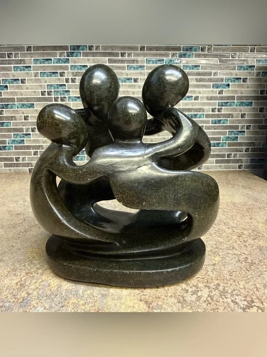Shona Tribe Serpentine Stone Family of Four ~7.9