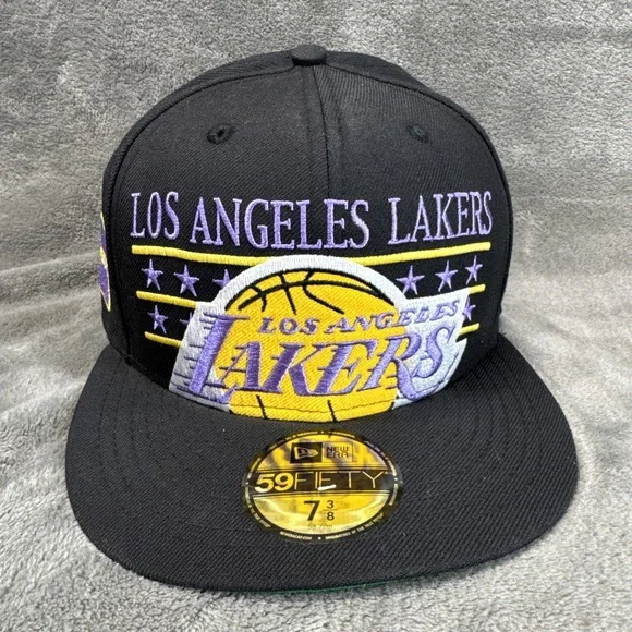 Los Angeles Lakers NBA New Era 59FIFTY Fitted Hat‎ Star Stud Size 7 3/8 HWC NWT