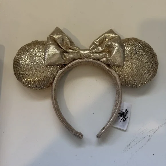 Disney Parks Gold Champagne Sparkle  Minnie Mouse Ears Headband