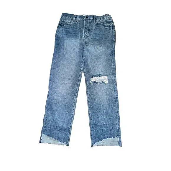 Frame Le Original Front Cuff Jeans Women's Size 30 Adrift Blue Straight Leg Crop