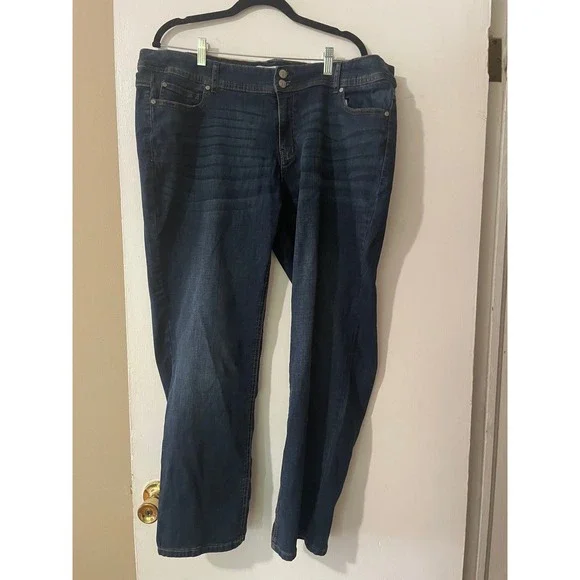 Est. 1946 Denim Curvy Straight Leg Jeans Dark Wash Size 16W Stretch Distressed