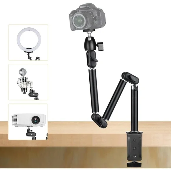 TARION TKA01-M Desk Camera‎ Mount Stand – Heavy Duty Articulating Arm Clamp