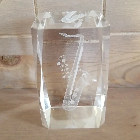Crystal Prism Glass with Saxophone