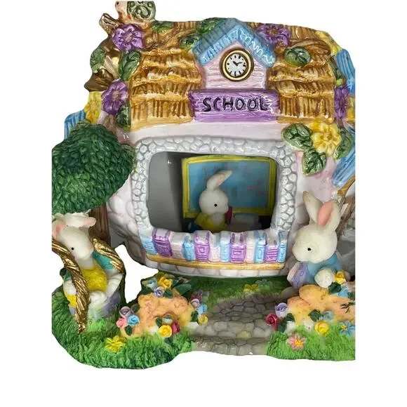 Easter Village Lighted‎ Ceramic School Bunny House Teacher Gift