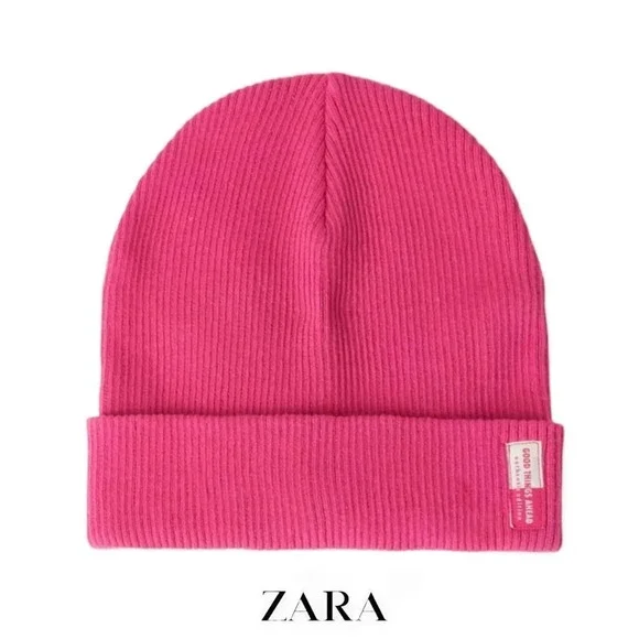 ZARA Kids | Fuchsia | RIBBED CAP WITH LABEL