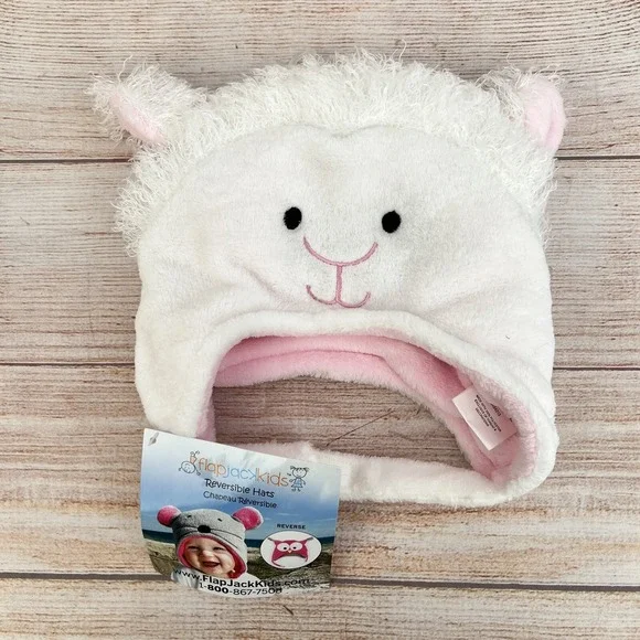 Flapjackkids Reversible Convertible Litten Lamb/Kitten Fitted Hat 6 Month to 1Y