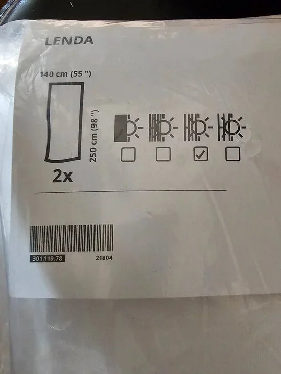Ikea Lenda Curtain 2 Panels Tab Top Off White Cream 55 x 98
