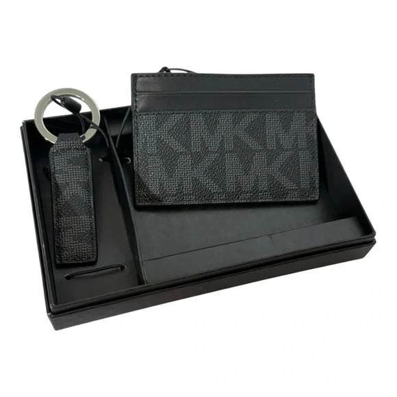 Michael Kors Black Logo Card Case & Keychain Set – NWT - Unisex Wallet