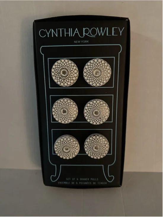 Cabinet Drawer Knobs Cynthia Rowley Round White And Gold Pulls Set of 6
