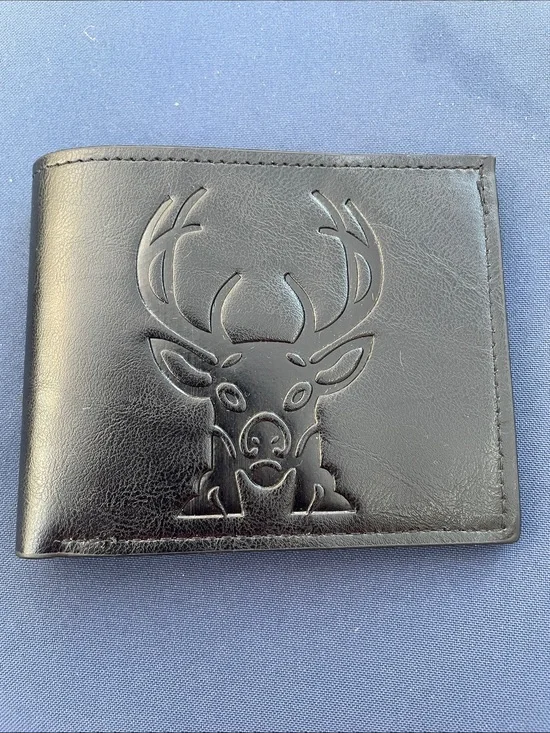 Black Embossed Deer Bifold Wallet - Unbranded