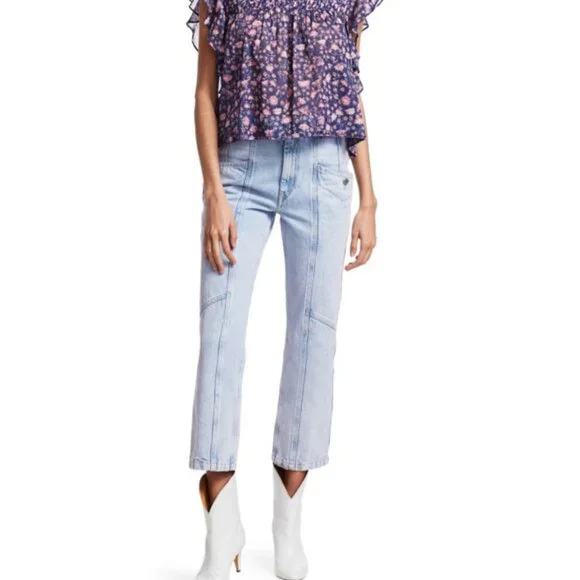 Isabel Etoile Marant Notty Lightwash Denim Cropped Jeans Size FR 34/US XS